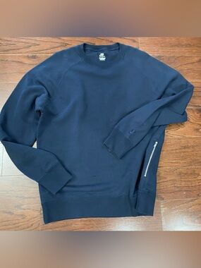 Nike Fleece Sweatshirt Large Navy Oversized  Zip Pocket Sportswear Athletic